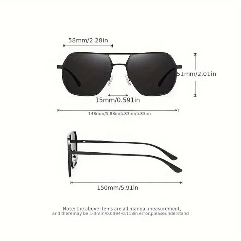 Lunettes polarisées photochromiques carrées - Monture métal unisexe idéale pour la conduite