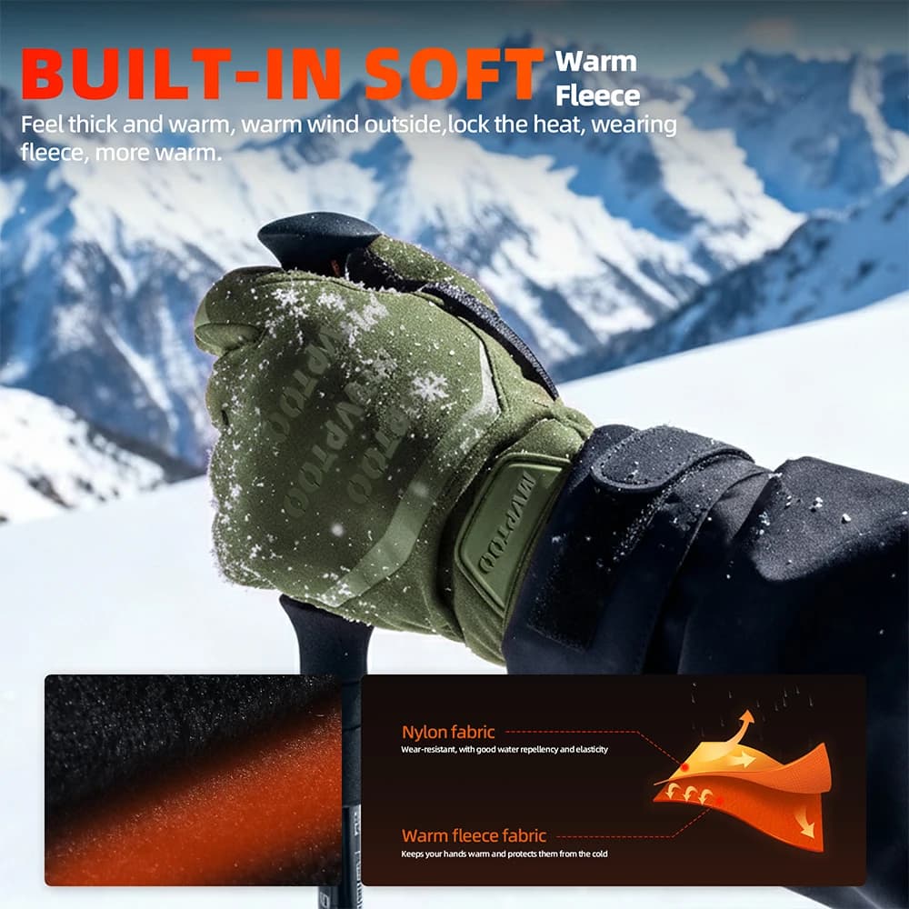 Gants de pêche hiver polaire thermiques - Compatibles écran tactile, imperméables et anti-vent