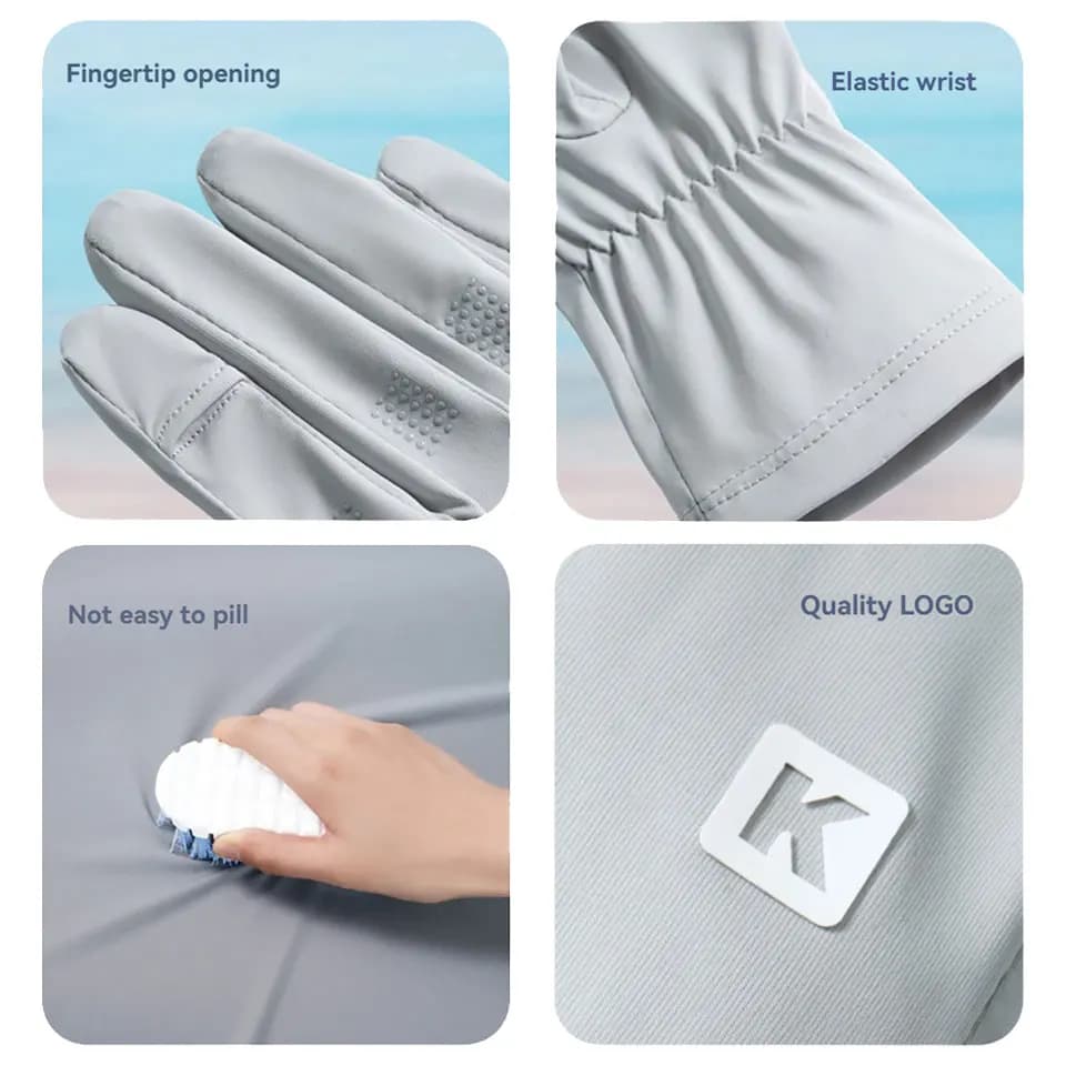 Gants écran tactile protection UV été pêche équitation anti-dérapant poignet long soie glacée