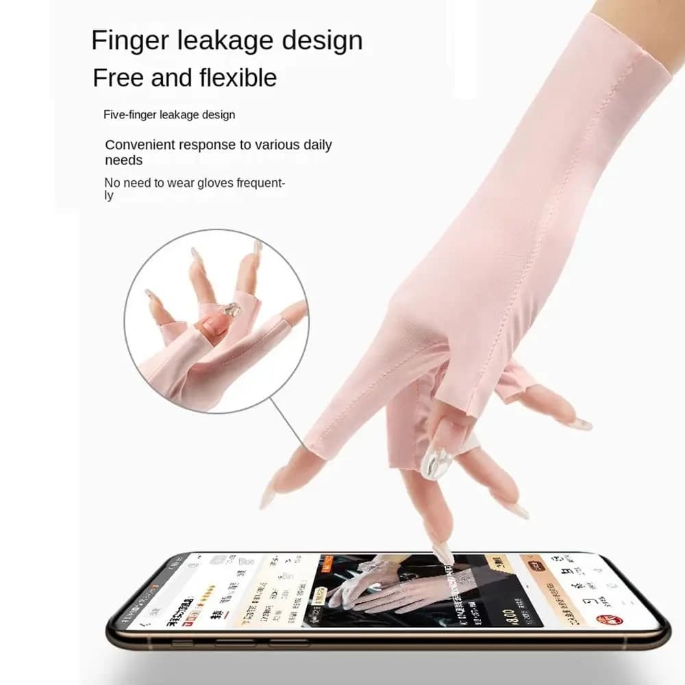 Gants doigts libres femme été protection UV multicolores conduite écran tactile