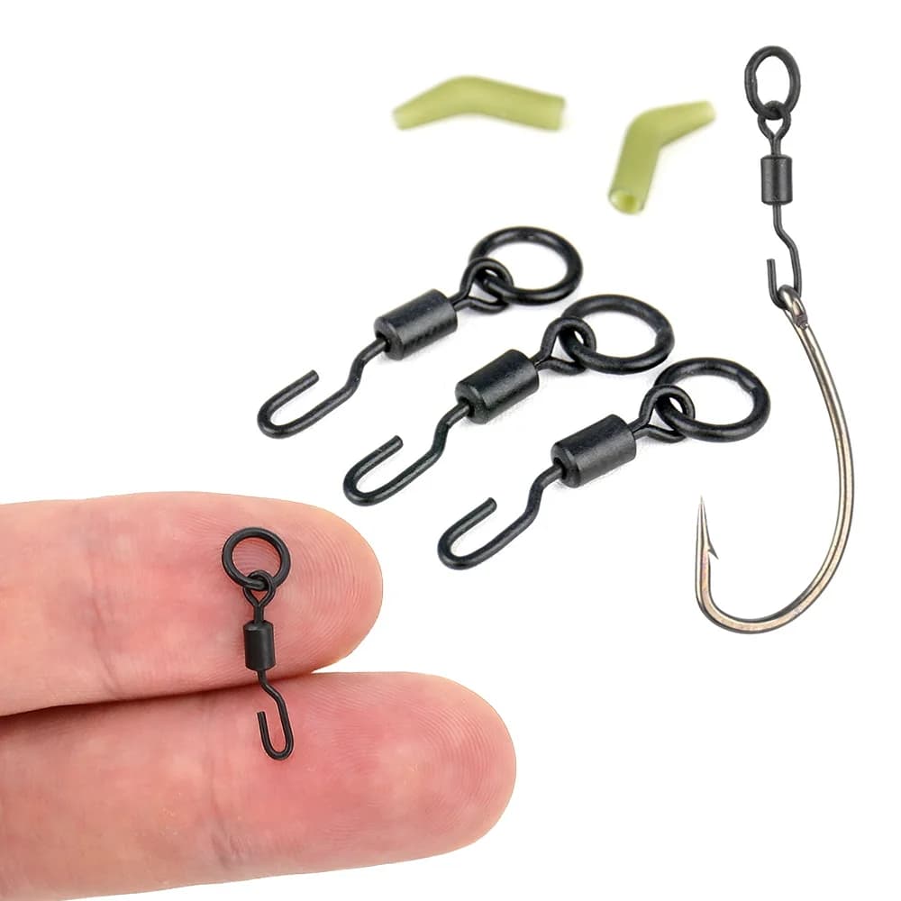 20 émerillons rapides Hirisi pour pêche carpe - Émerillons à anneau solide changement rapide