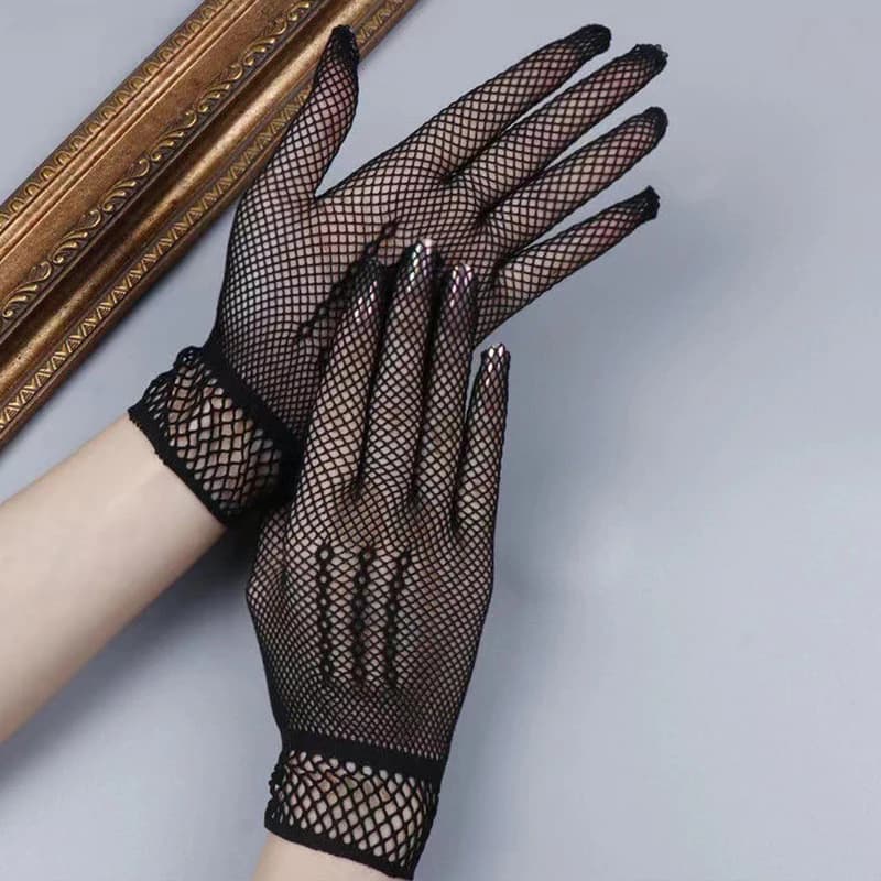 Gants filet élégants pour femme - Style dentelle noir et blanc protection mains mode pêche féminine
