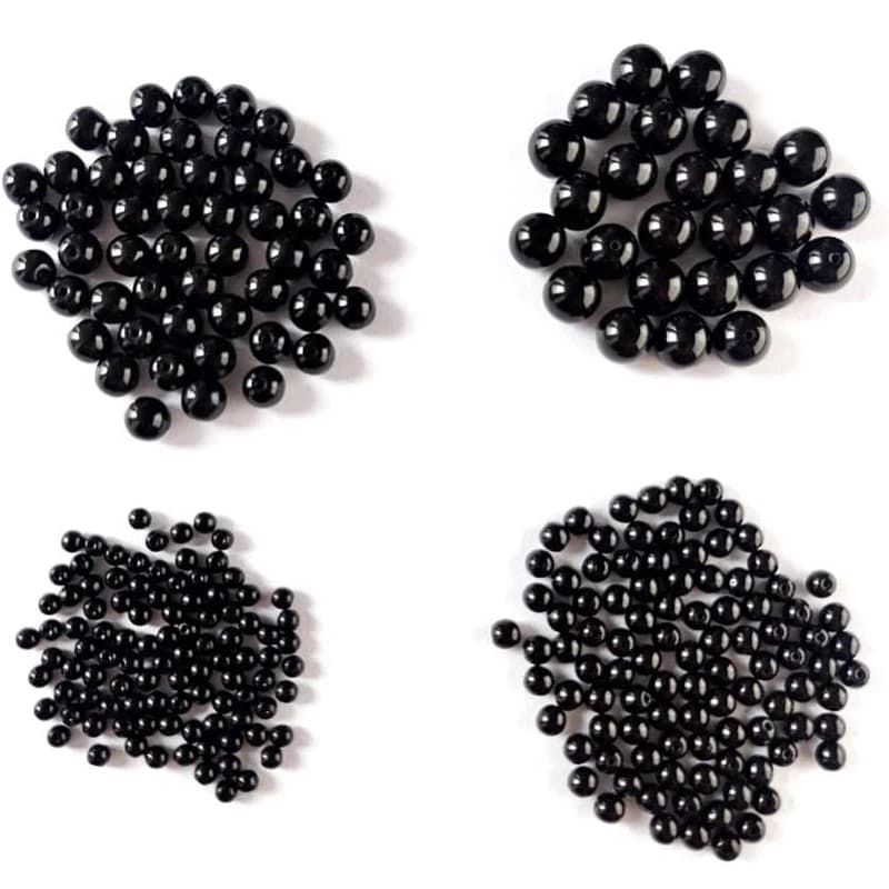 100 perles de pêche lumineuses 3-8mm pour stoppeurs et montages carpes - noires rondes dures et souples