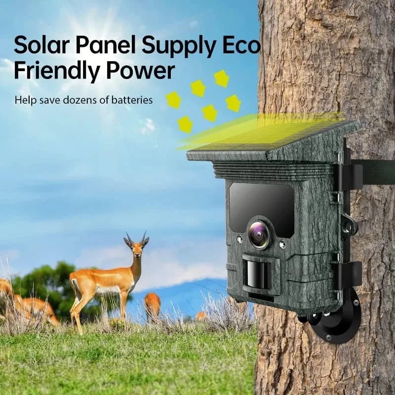 Caméra solaire 50MP 4K étanche détection mouvement - Sécurité jardin et surveillance de chasse extérieure