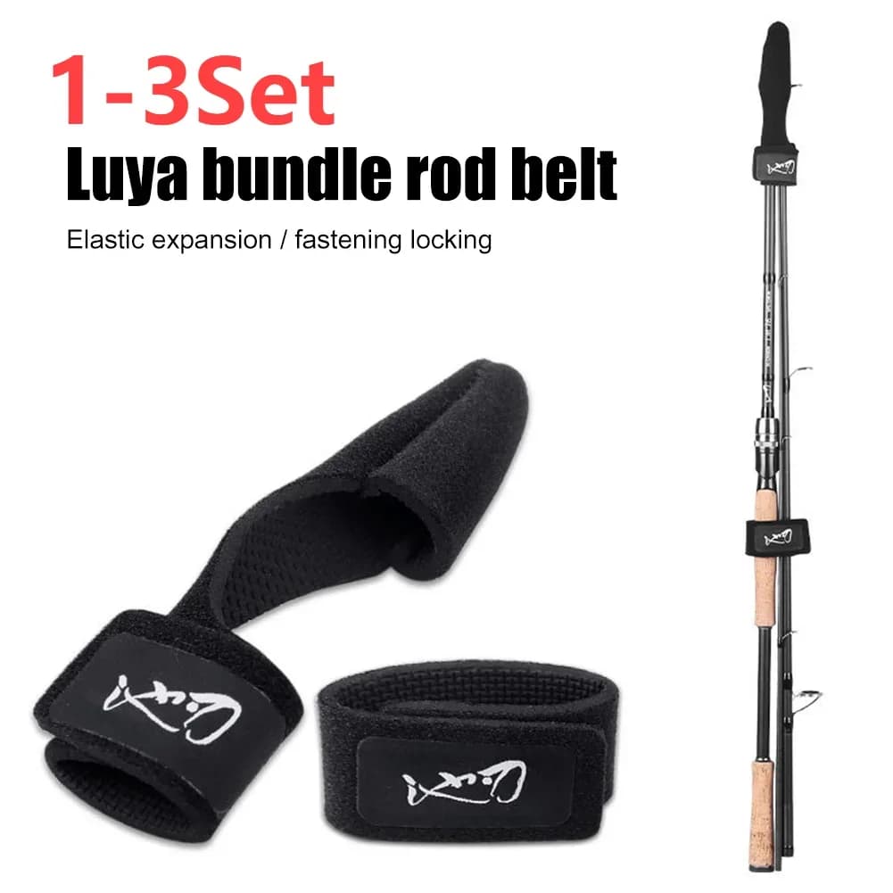 Ceinture élastique porte-canne de pêche avec protège-bague et porte-leurres pour pêcheur