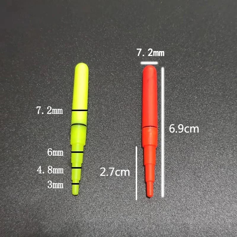 20 pièces lot de bâtons lumineux LED rouge et vert pour pêche de nuit, flotteurs lumineux