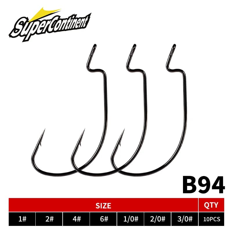 Supercontinent 10PCS hameçons crank offset 6#-3/0 pour appâts souples vers pêche leurres accessoires