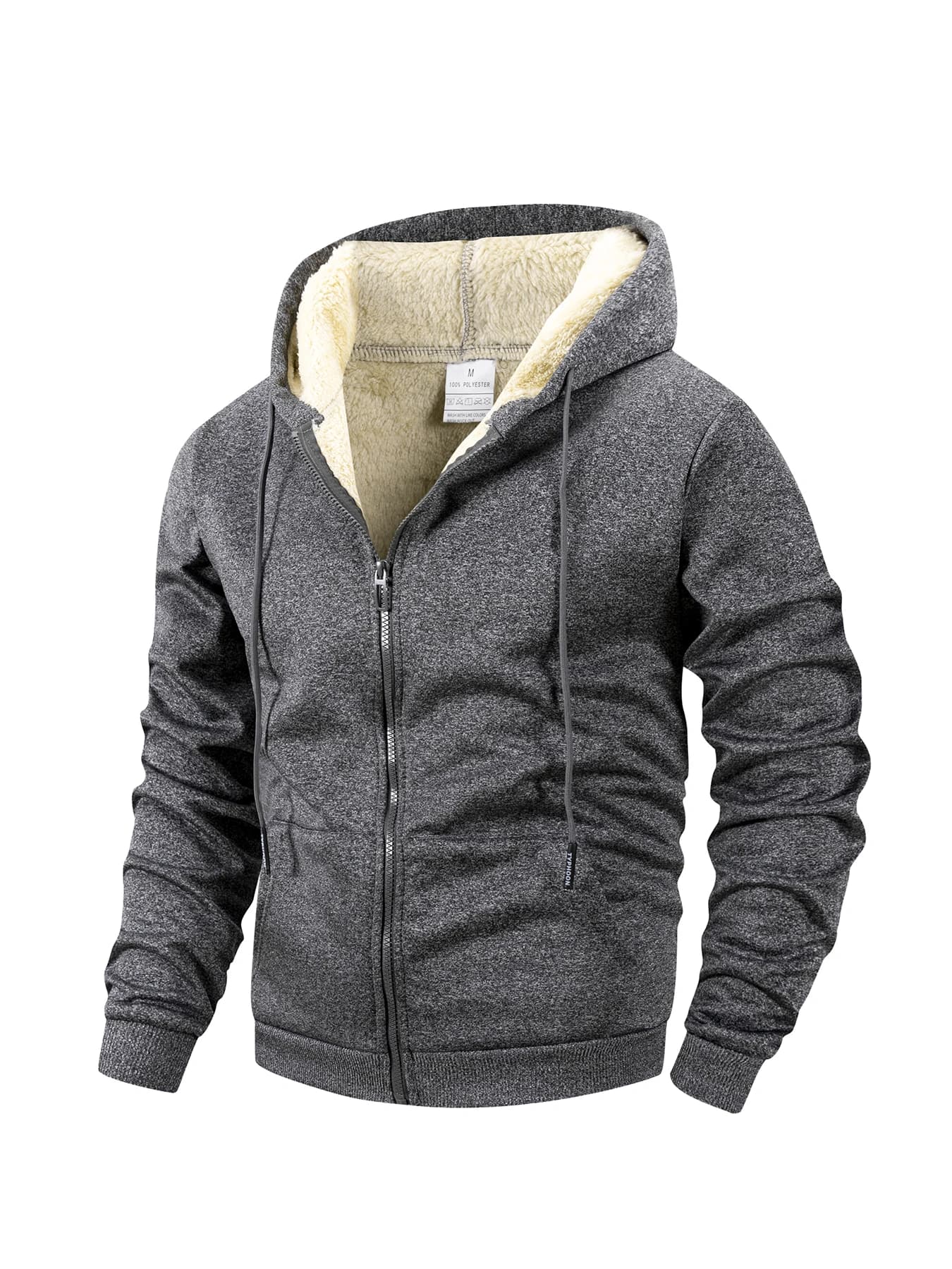 Veste zippée hiver homme polaire - Cardigan épais coupe-vent - Sweat à capuche chaud casual