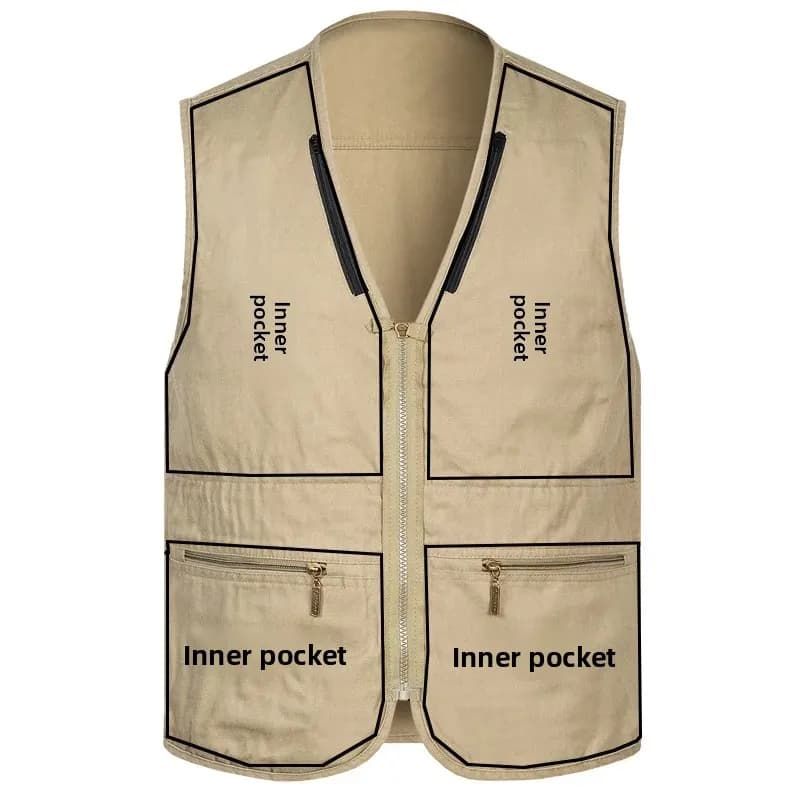 Veste de pêche multi-poches homme printemps automne pour équipement photo extérieur grande taille