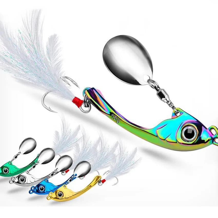 Leurre de pêche spinner métal séquenceur VIB pour truite et poisson carnassier en eau salée avec hameçon