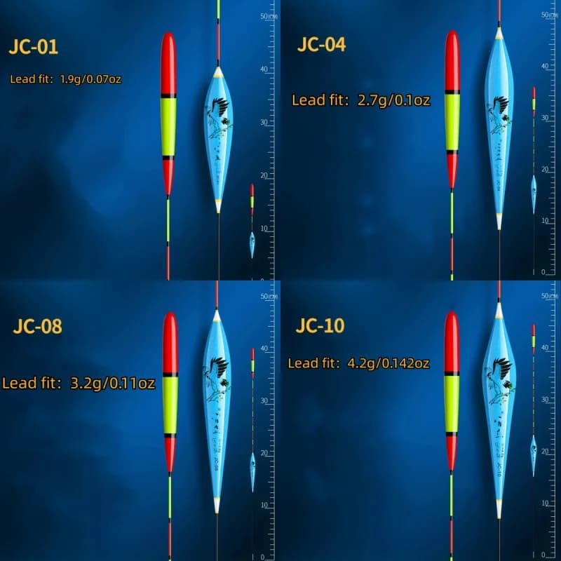Flotteurs nano dérive 4 pièces avec tube stockage bleu et rouge, pour pêche eau douce et eau salée