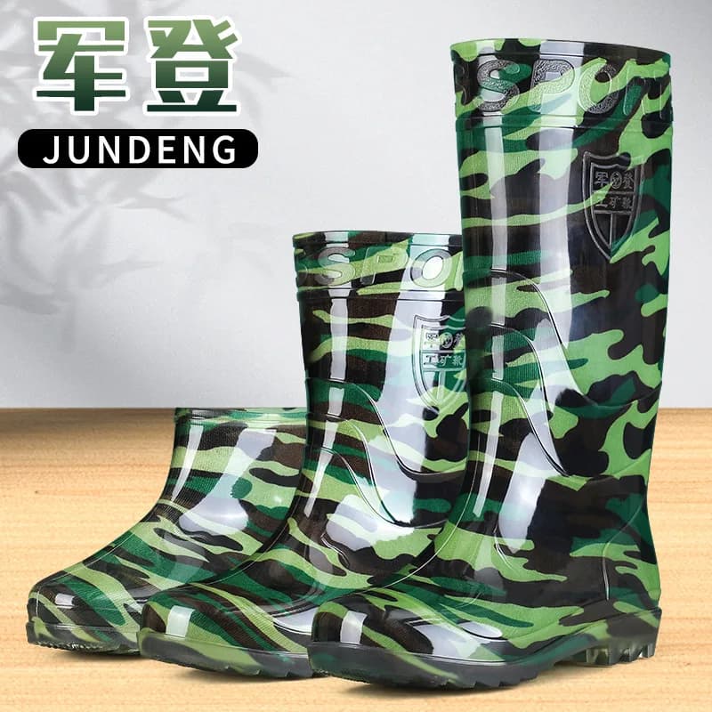 Bottes camouflage longues tube pour pêche discrète imperméables vadrouille quotidienne antidérapantes