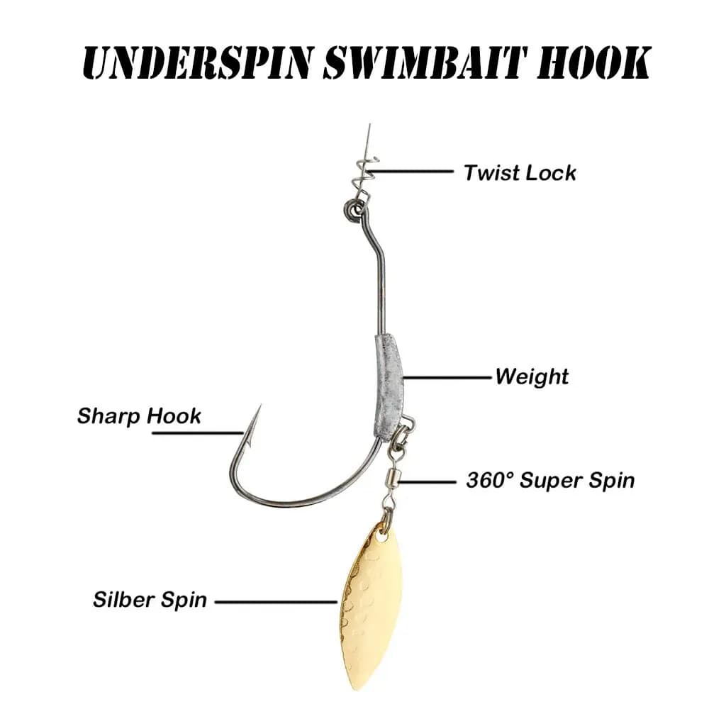 10 hameçons jig head avec spin lock pin pour pêche au leurre souple - Poids 2G 3G 4G, acier carbone