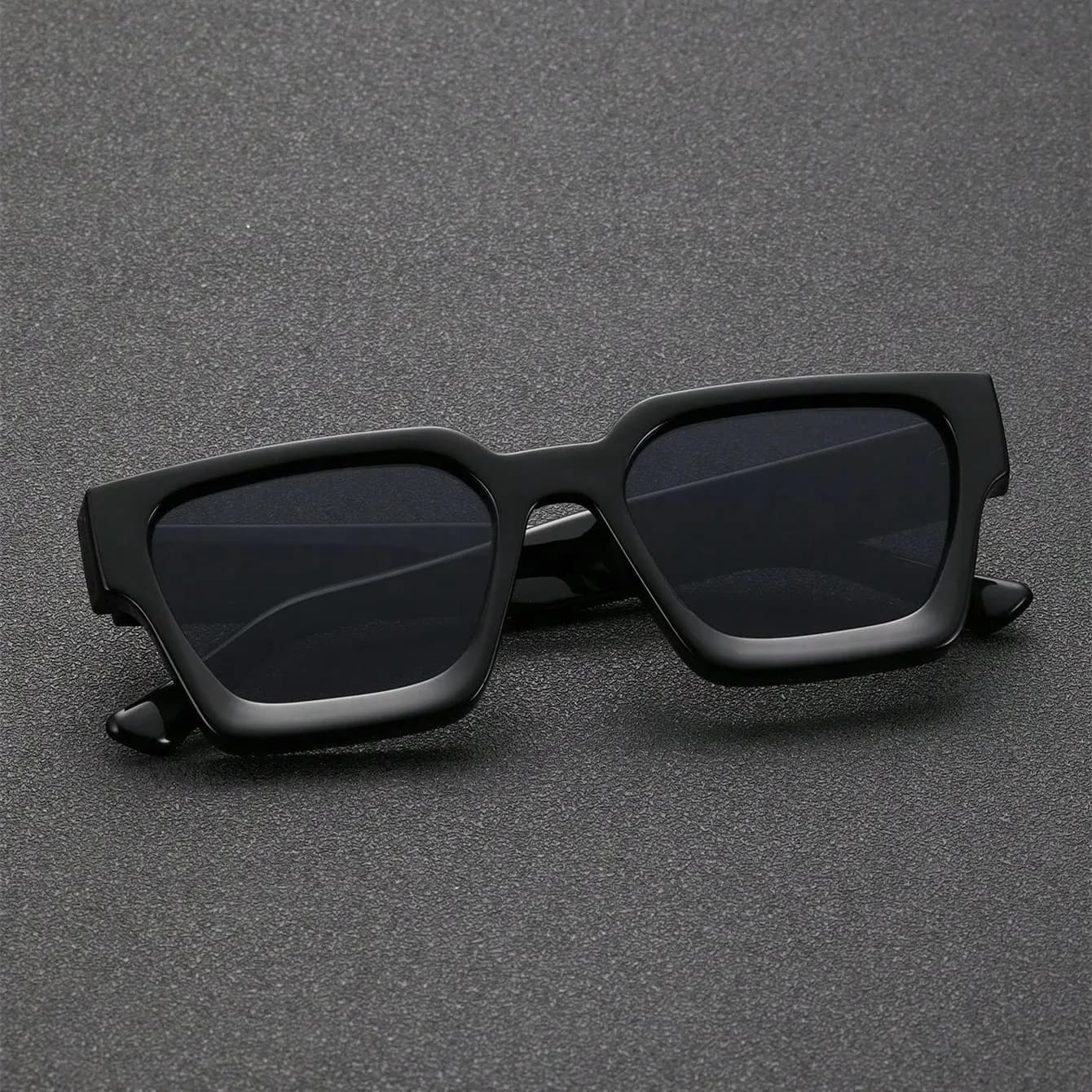 Lunettes de soleil carrées millionnaire noir rétro - Design luxe 2025 pour pêcheurs élégants