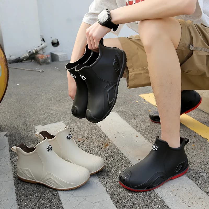 Nouvelles bottes de pluie courtes pour homme - Travail extérieur quatre saisons tendance
