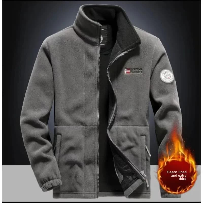 Veste pêche homme printemps automne - Coupe-vent cachemire chaud pour pêche en extérieur