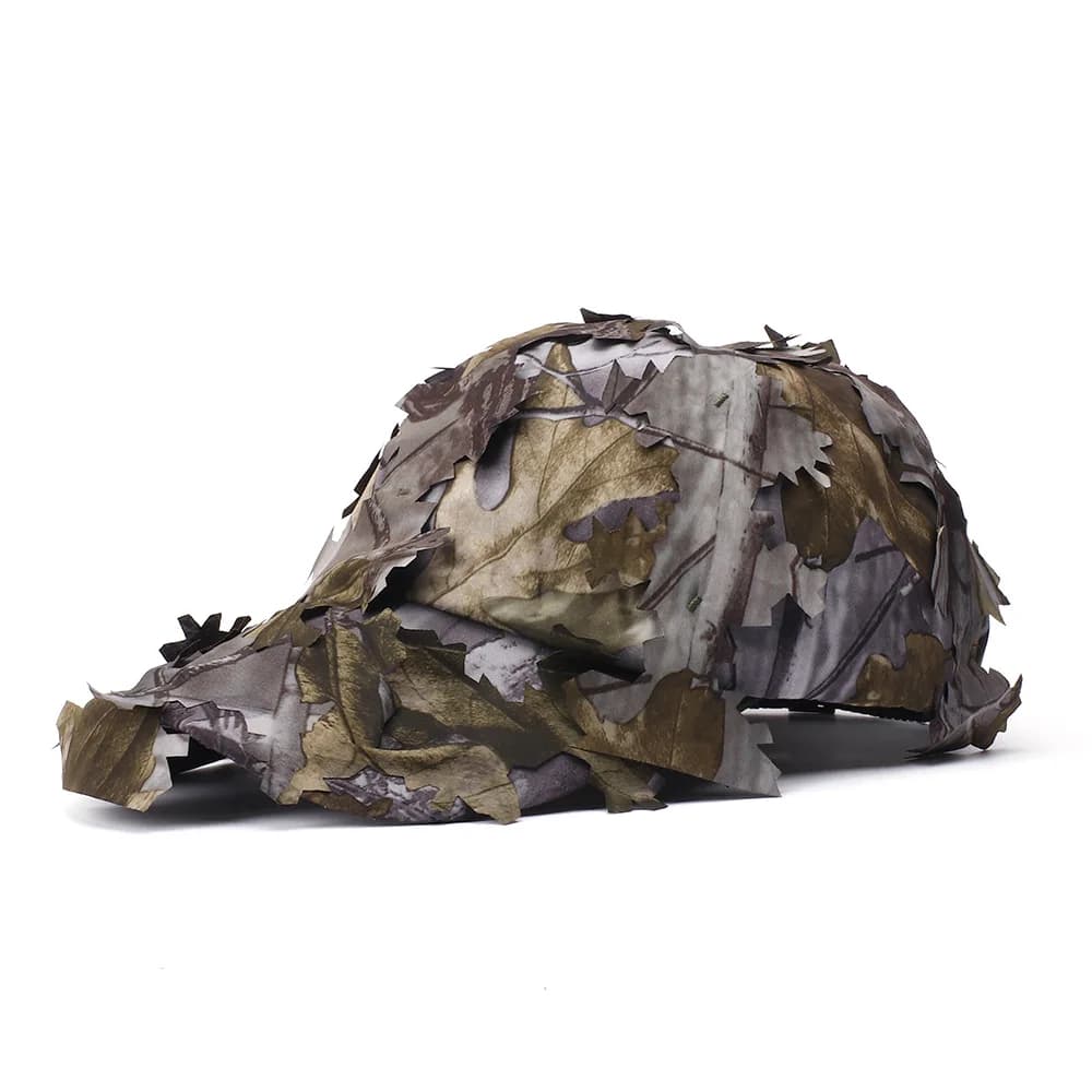 Casquette tactique camouflage 3D feuilles pour pêche sniper - Protection solaire jungle cachée