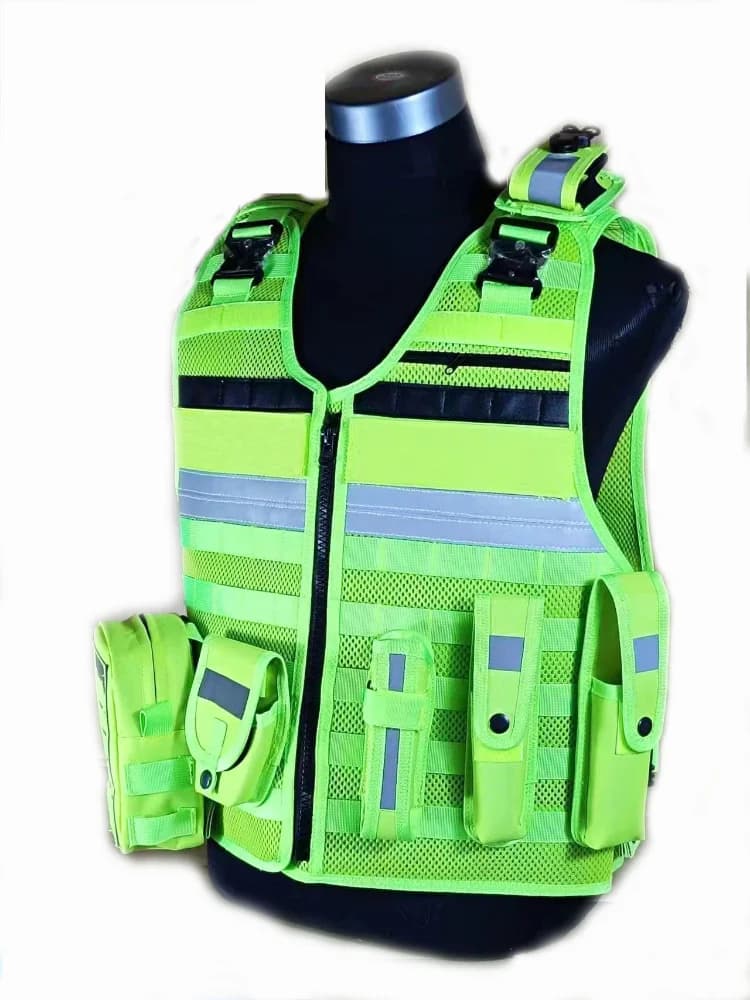 Veste tactique noire multifonction protection extérieure intérieure jaune respirante confortable réfléchissante démontage rapide