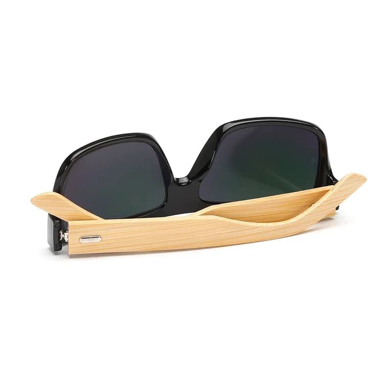 Lunettes de pêche en bambou rétro - Monture bois miroir - Hommes femmes UV400