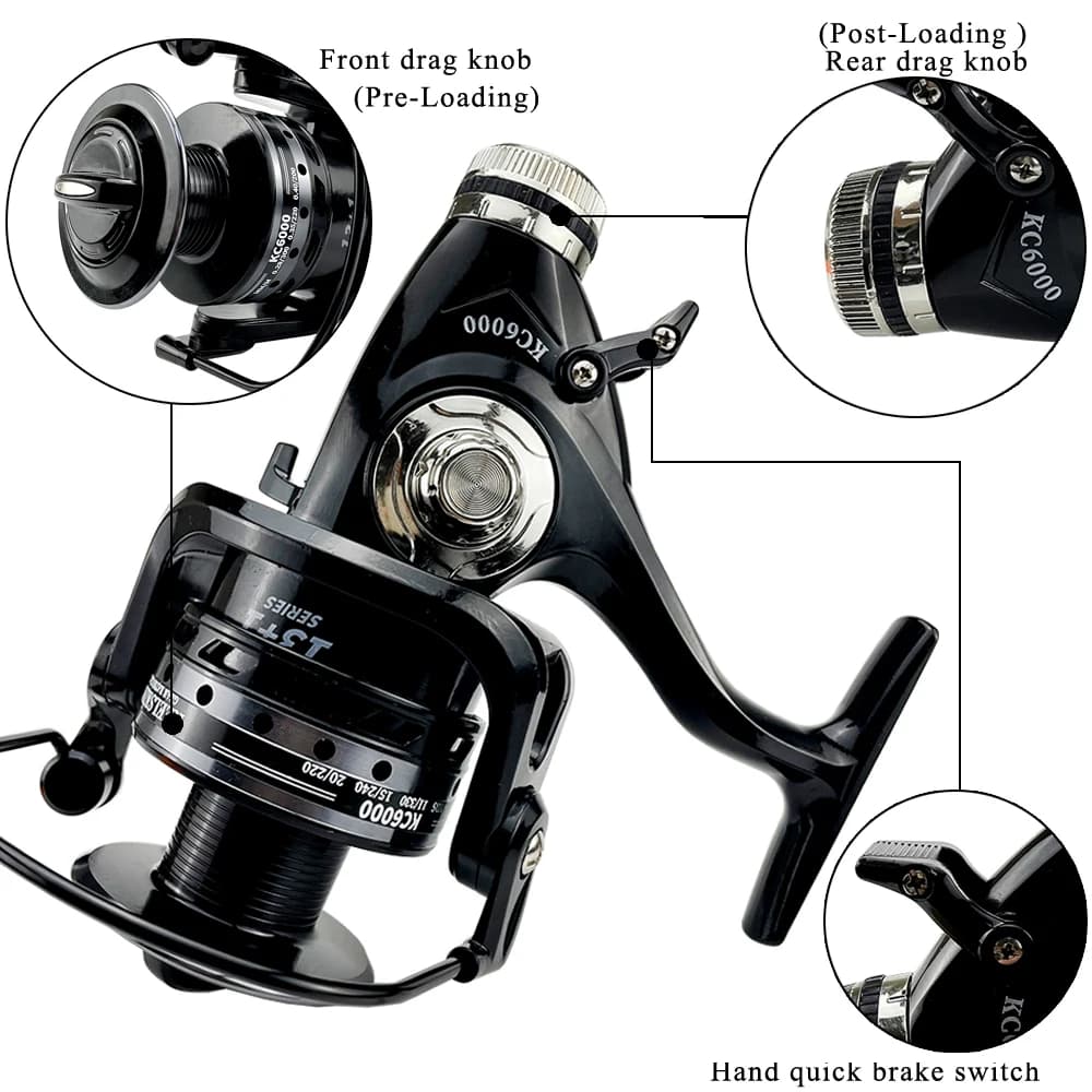 Moulinet sans jeu corps métal - Frein 8KG - Échangeable main gauche/droite - Eau douce et mer