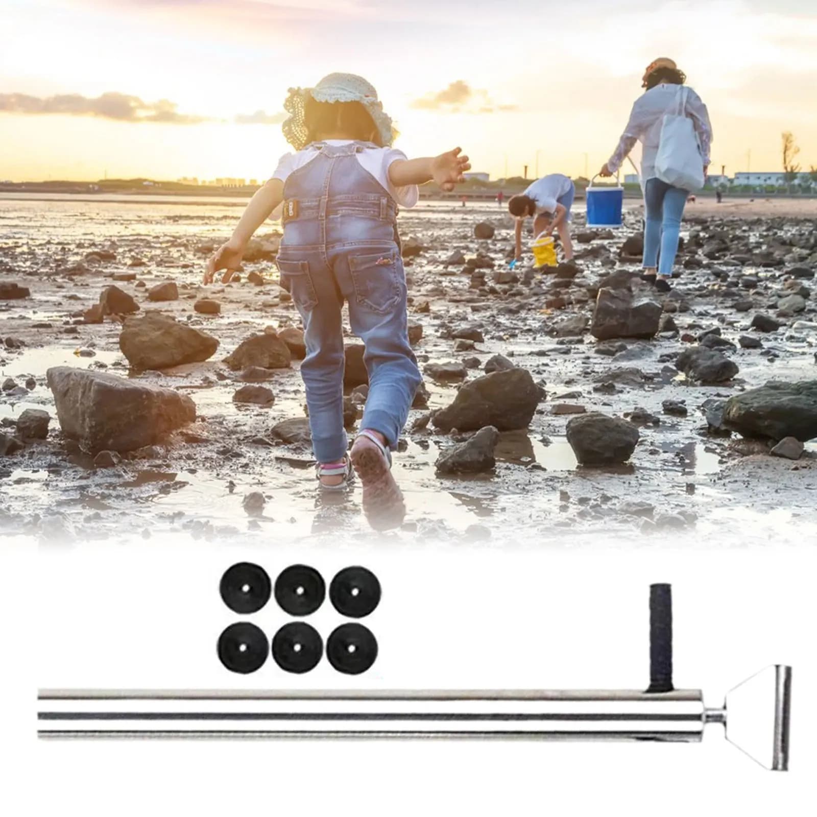 Pompe crevettes mantis acier inoxydable portable pour pêche crustacés plage extérieur facile à transporter