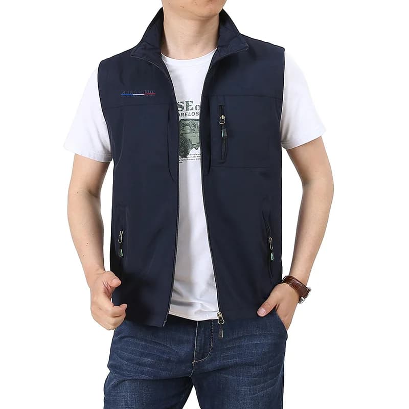 Veste de pêche homme 2023 respirante avec grandes poches pour appareil photo et accessoires