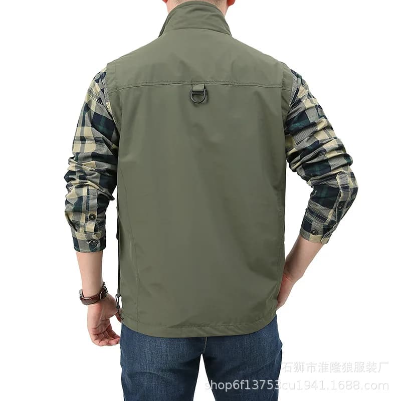 Veste de pêche respirante homme avec poches zippée pour activités extérieures été