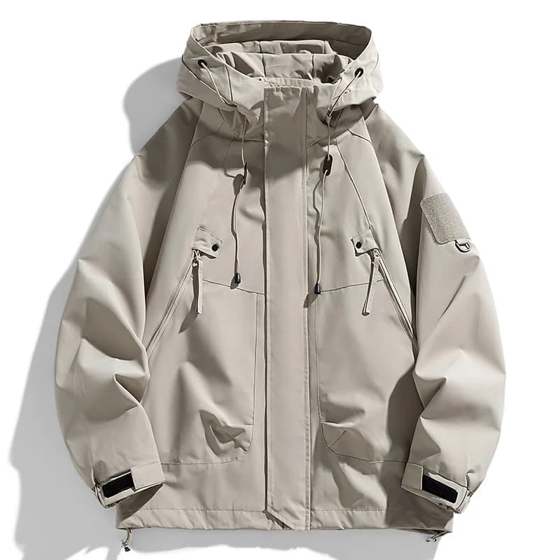 Veste coupe-vent homme légère imperméable cargo pour randonnée et pêche avec capuche et poches multiples