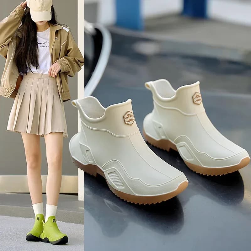 Bottes de pluie unisexes courtes anti-dérapantes PVC épais pour pêche printemps été - Chaussures aquatiques