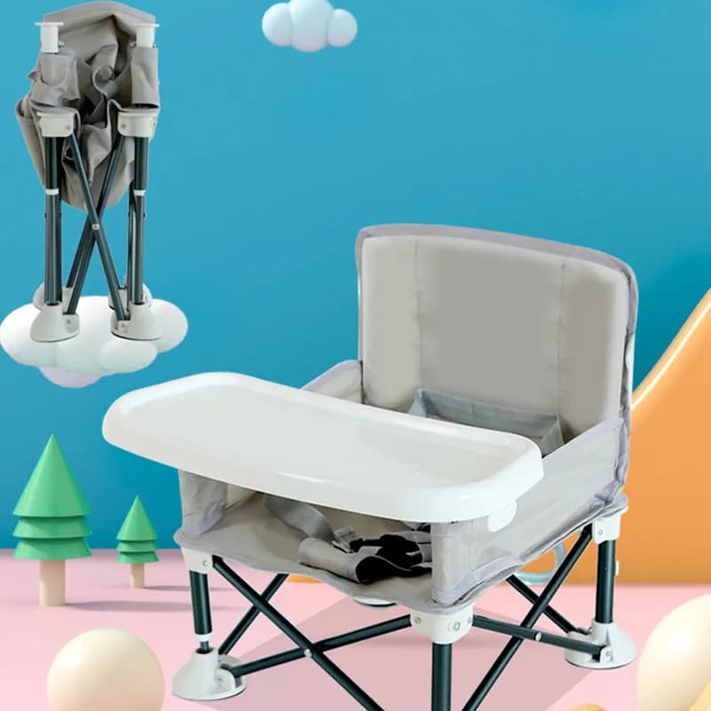 Chaise pliante bébé avec assiette et ceinture de sécurité - Siège confortable pour repas plage camping