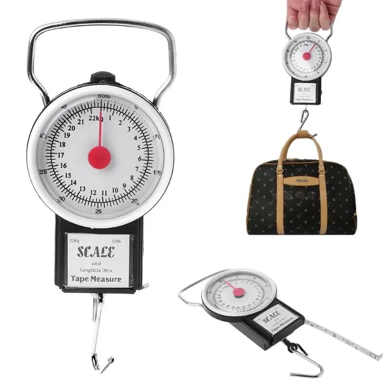 Balance à cadran pêche 22kg/50lb avec mètre ruban - Pèse-poisson mécanique portable multifonction