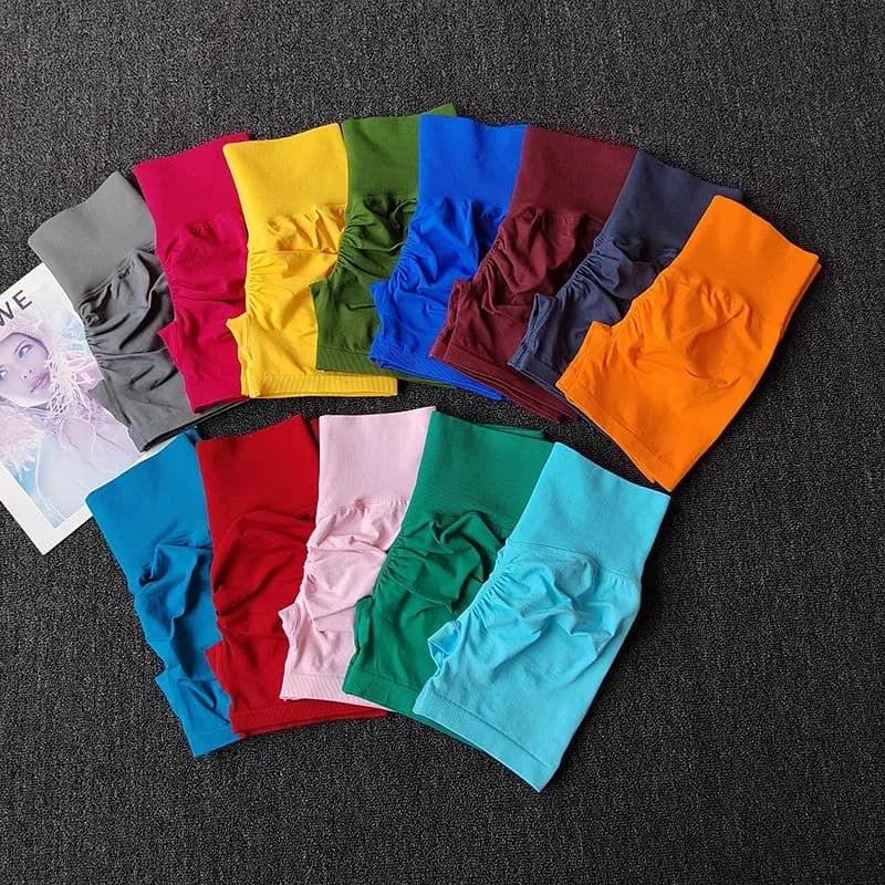 Shorts de yoga femme couleur pêche 3 croisements - Haute taille effet gainant pour running et sport