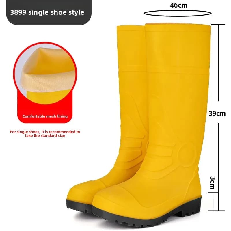 Bottes pêche hautes imperméables jaunes minimalistes - Chaussures caoutchouc résistantes pour rivière
