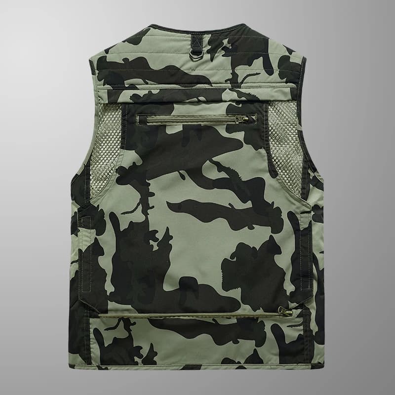 Gilet camouflage sans manches homme pour pêche et plein air, respirant et coupe-vent printemps automne