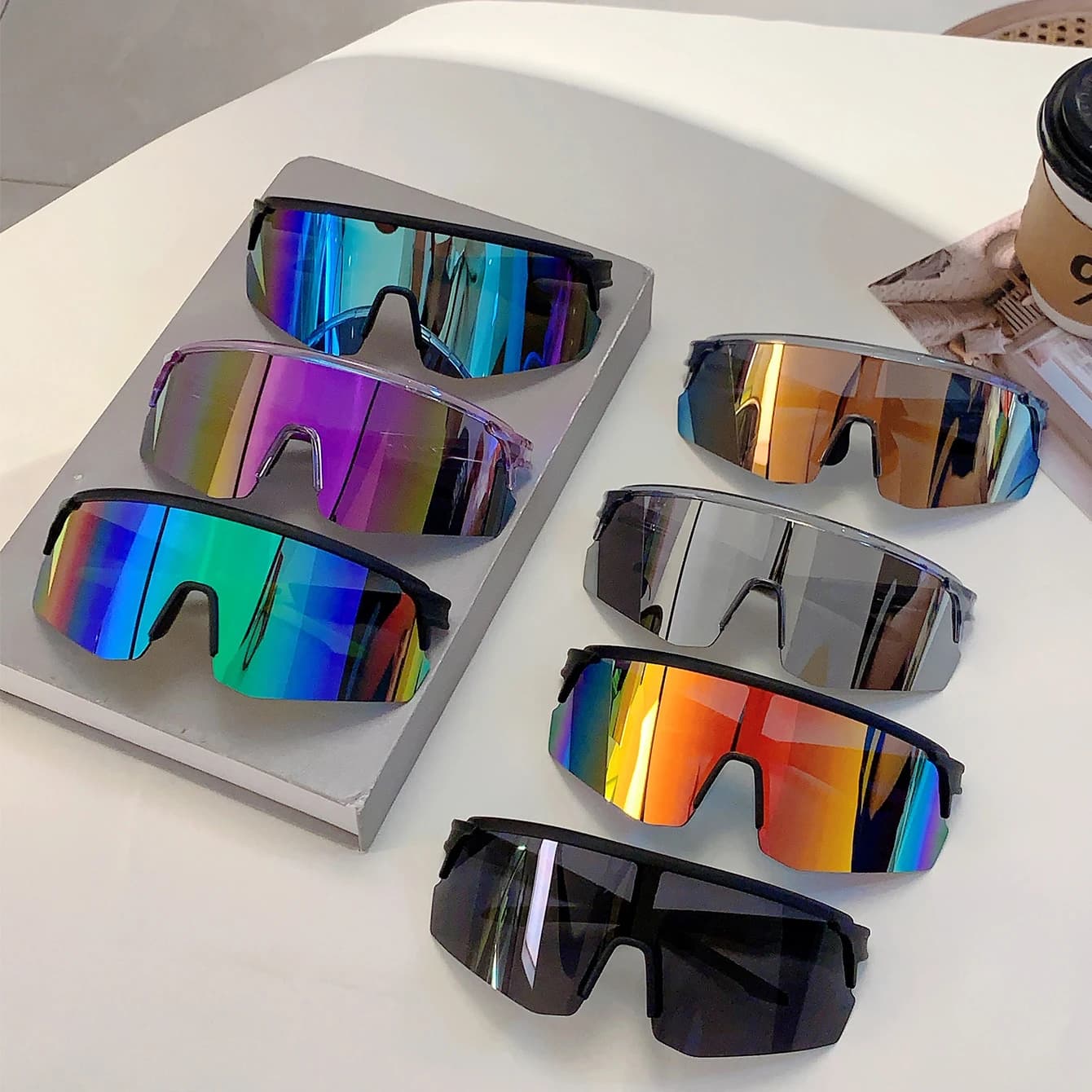 Lunettes de sport semi-rimless surdimensionnées - Protection enveloppante pour pêche et cyclisme