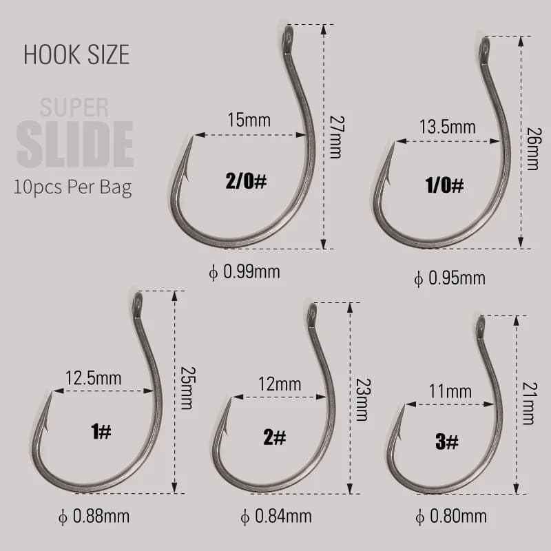 Hameçon Wacky Offset LUREHOLIC PTFE Super Slide pour Drop Shot - Acier Inoxydable pour Vers