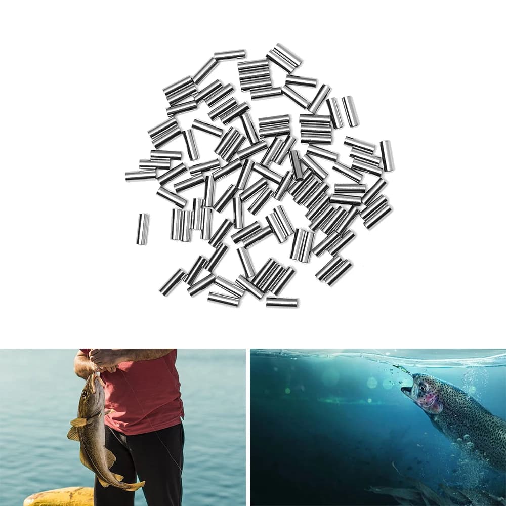 100 manchons de sertissage cuivre ronds pour ligne de pêche - Tubes aluminium 1.0mm-2.8mm accessoires mer