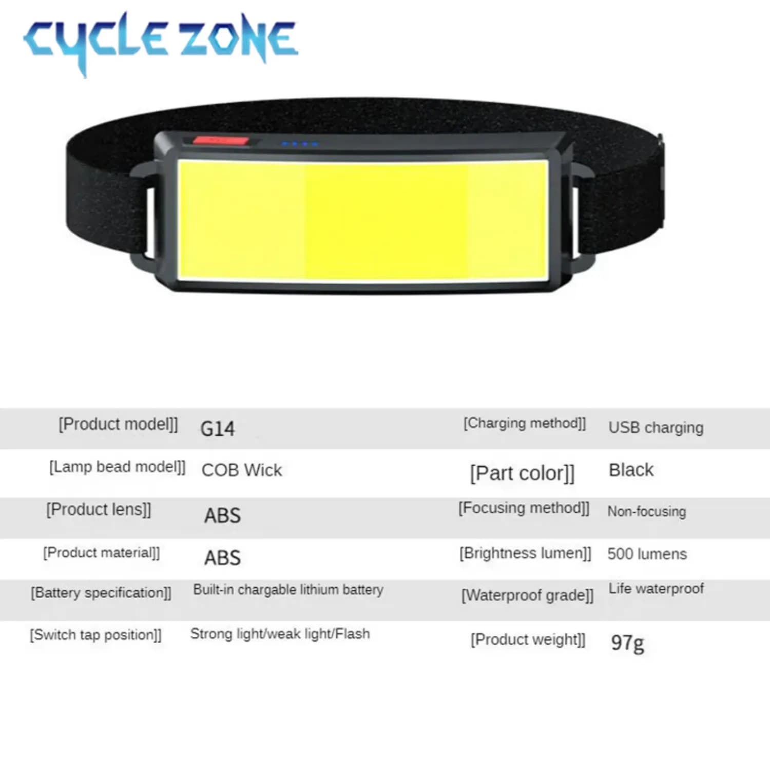 Lampe frontale COB rechargeable LED 180° pour pêche nocturne randonnée camping et escalade
