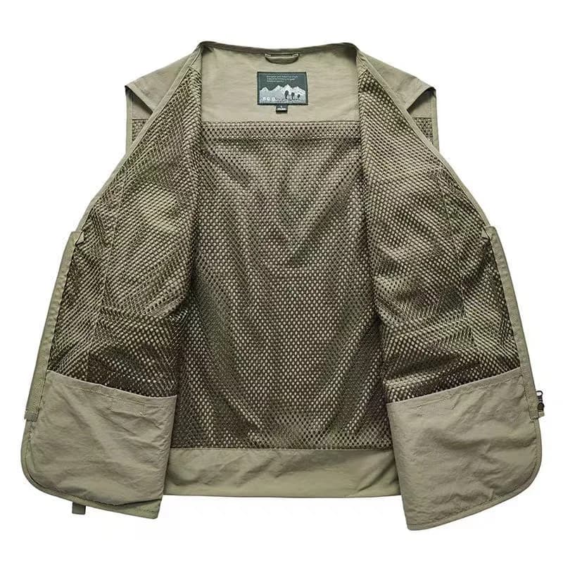 Veste de pêche estivale sans manches pour homme, multifonction avec poches et filet respirant