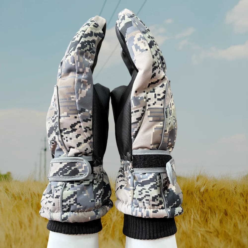 Gants de chasse camouflage imperméables trois en un pour pêche hivernale et conditions froides