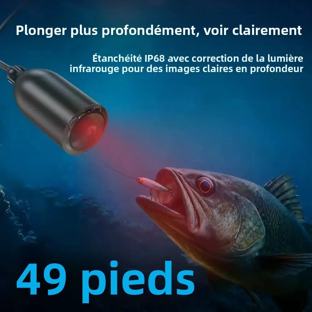 Caméra sous-marine pêche hiver 4.3 pouces avec vision nocturne - Détecteur glace pêcheur professionnel