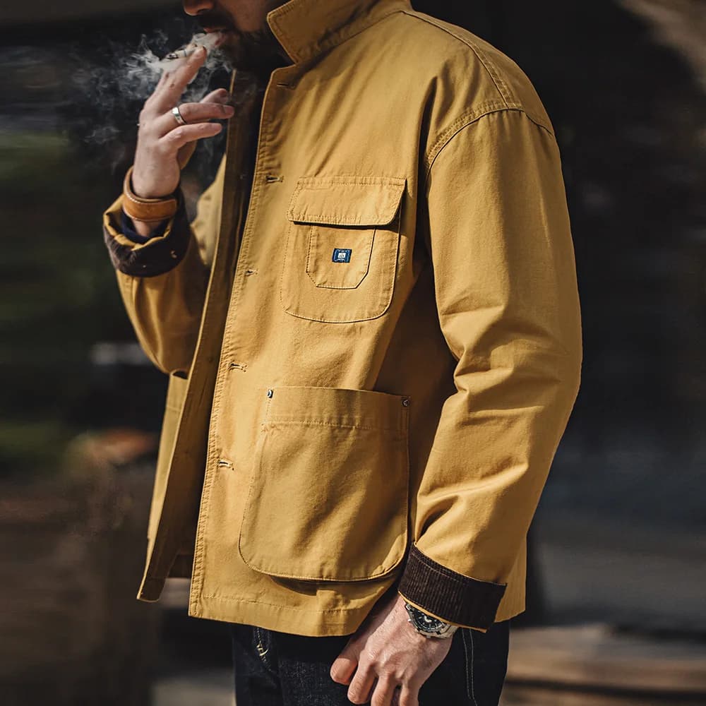 Veste chasse rétro américaine plus size courte pour pêche printemps automne vêtement outdoor