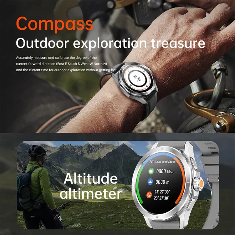 Smartwatch S4 Ultra Outdoor 2025 pour hommes avec écran AMOLED HD, NFC, GPS et boussole - Montre sport étanche