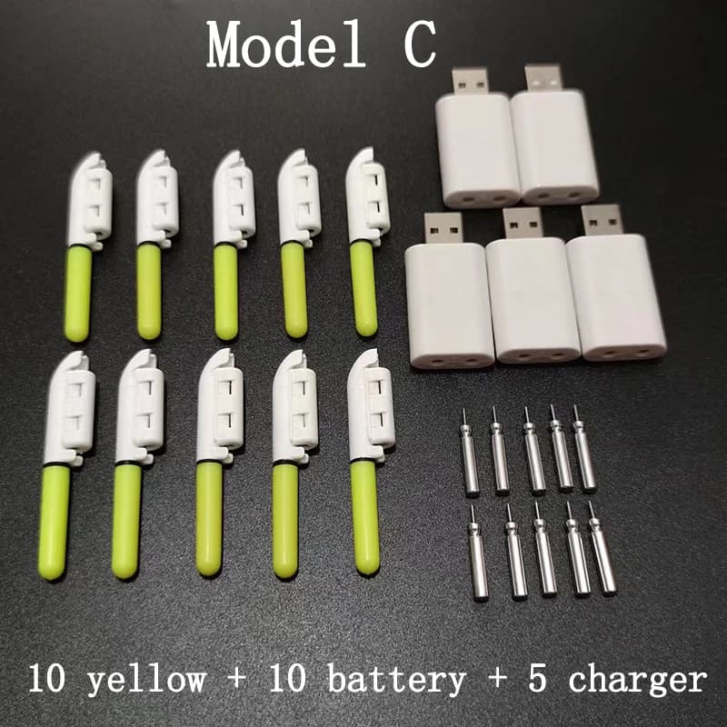 10 bâtons lumineux électroniques rechargeables pour pêche nocturne - lampe clip canne