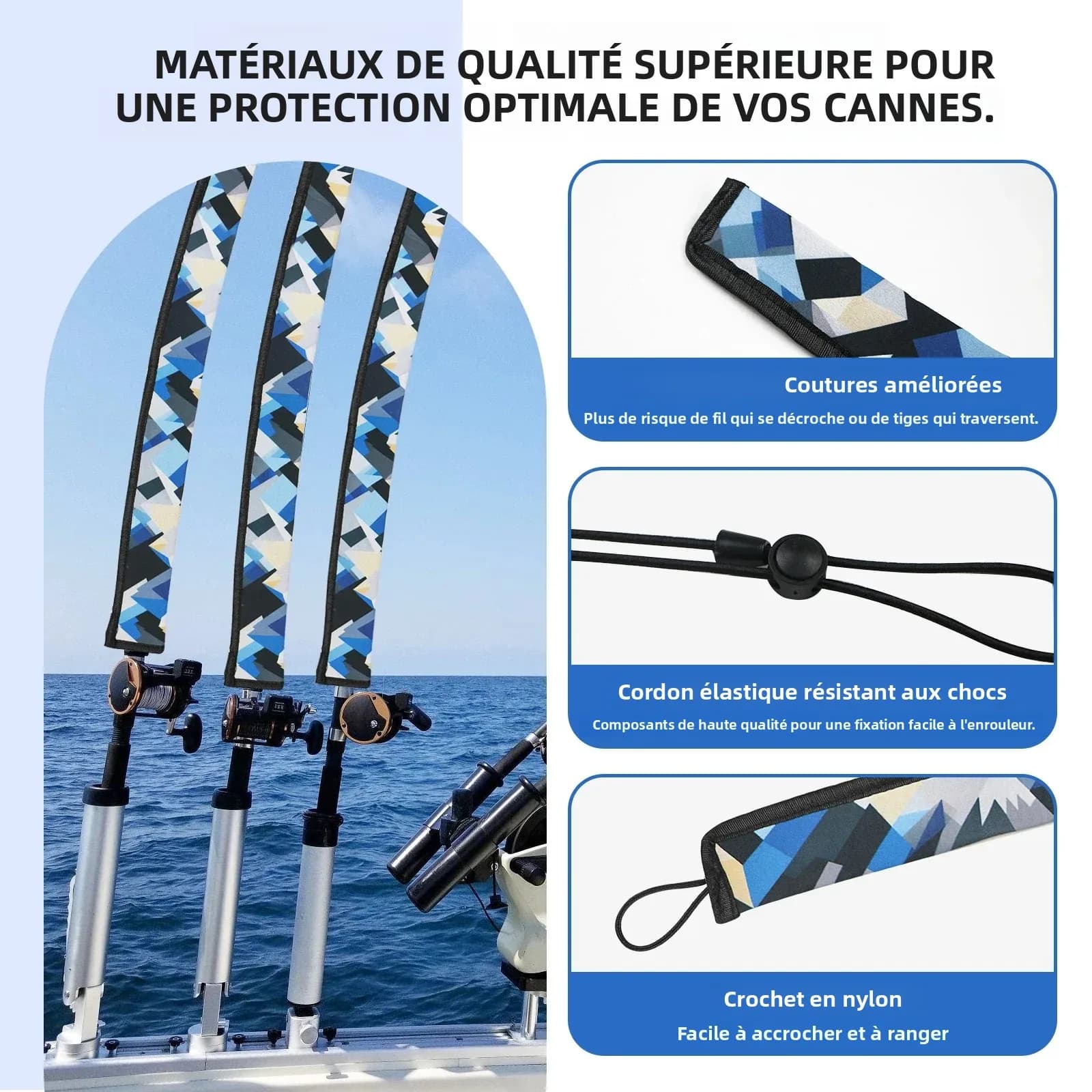 Manchon néoprène pour canne à pêche - Protection anti-perforation pour cannes casting et trolling