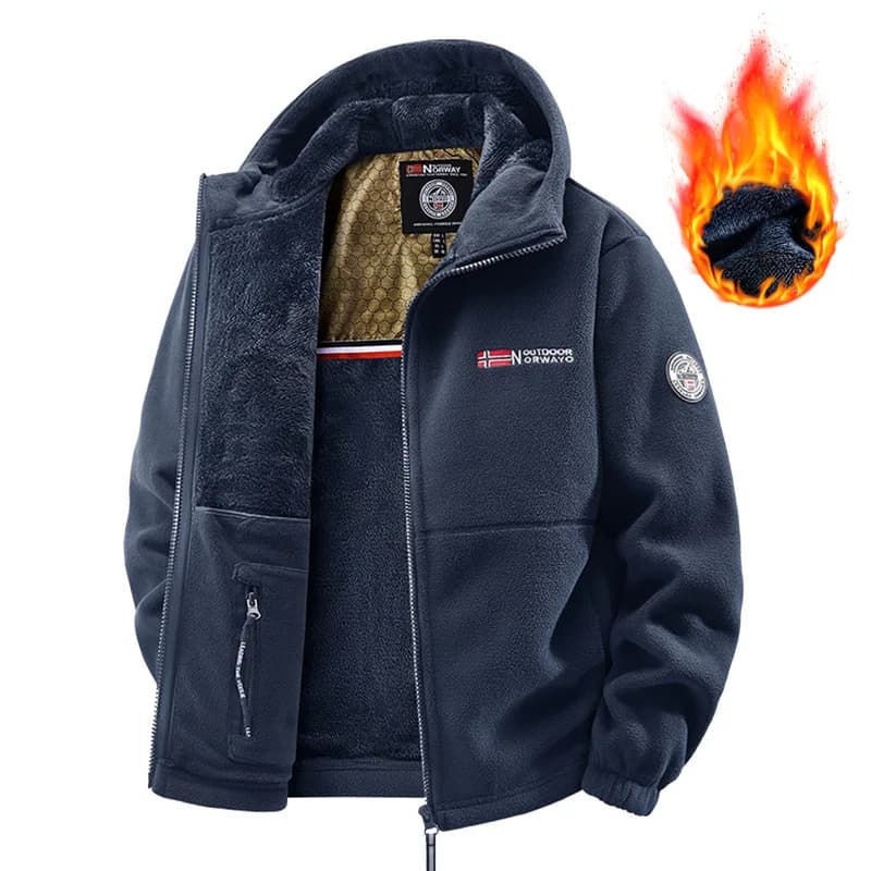 Veste laine mouton hiver pêche homme grande taille - Blouson épais chaud rétro sport décontracté