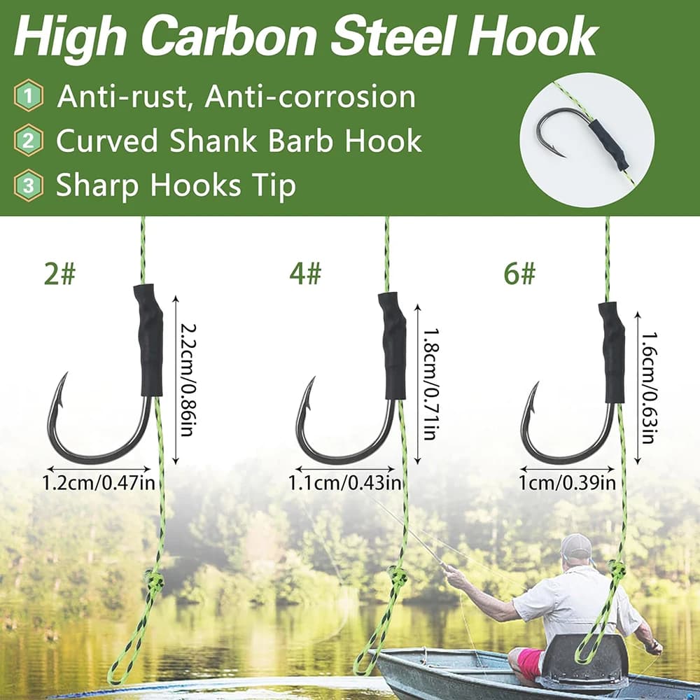 12 montages carp prêts avec clips plombs et hameçons chod/helicopter rigs tailles 2/4/6# accessoires
