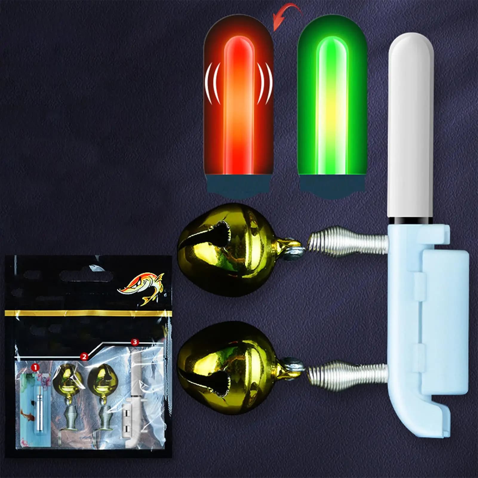 Lampe rechargeable étanche pour embout de canne à pêche avec alerte lumineuse et fixation par pince
