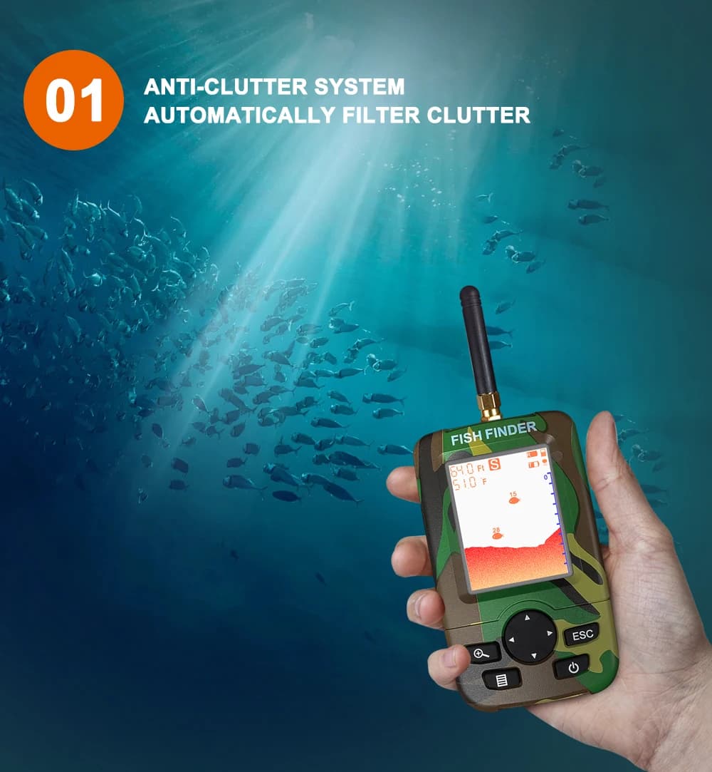 Sonar portable intelligent pêche main étanche détecteur poissons sans fil pour bateau kayak avec transducteur