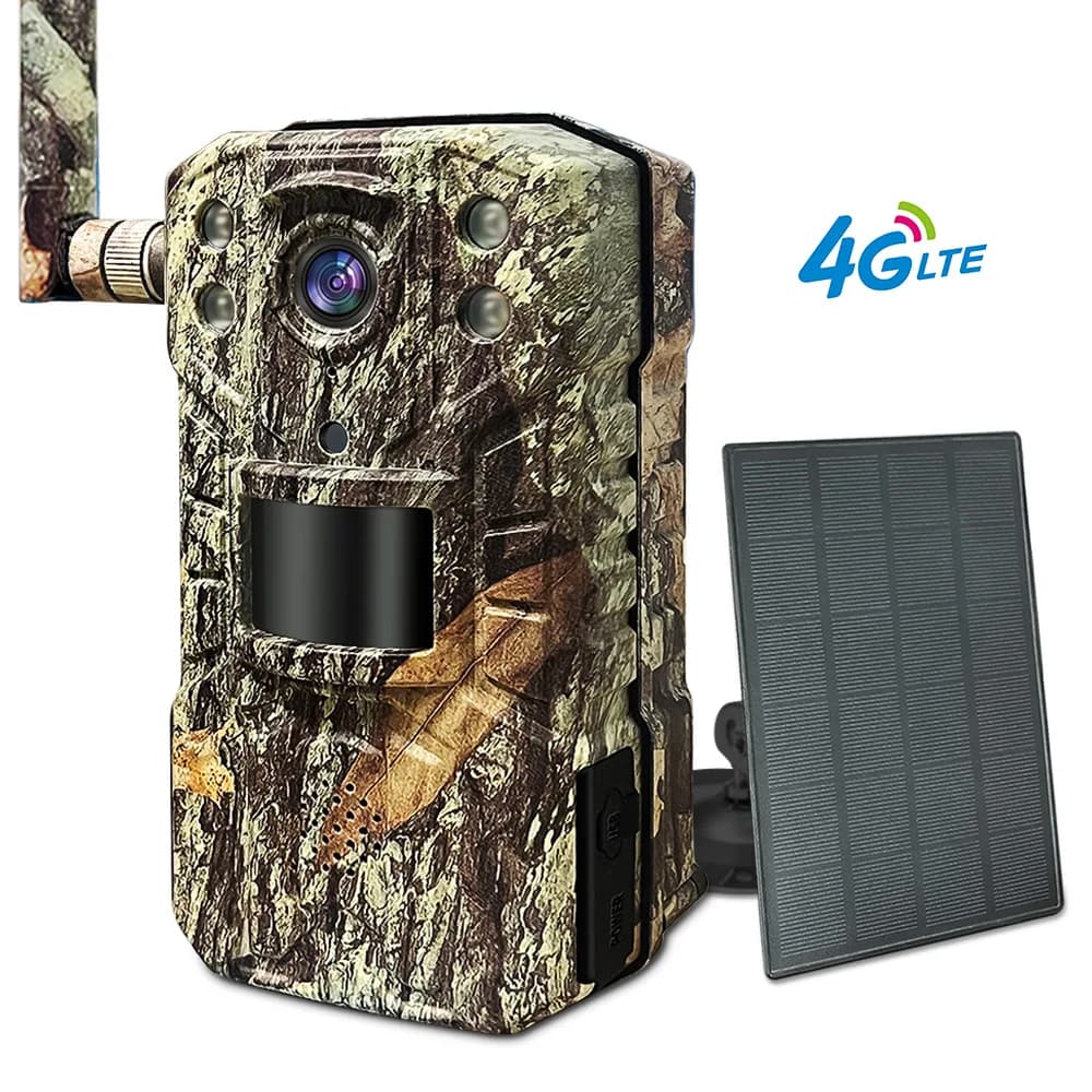 Caméra trail chasse 4G LTE solaire prise EU 14MP détection PIR 20M vision nocturne 30M wildlife